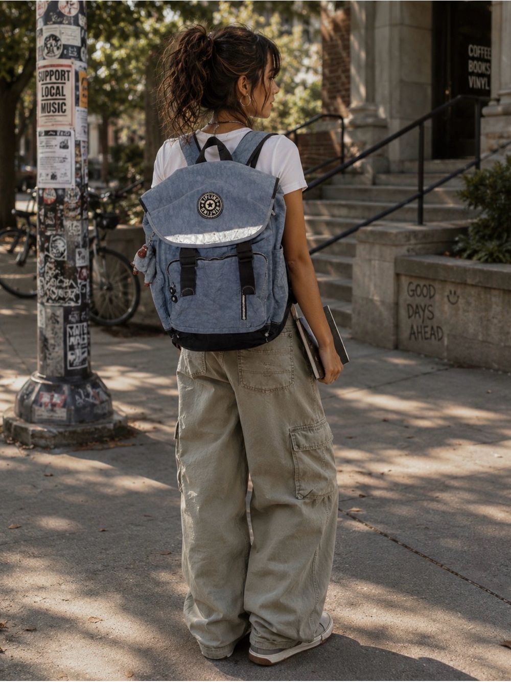 ⭐ Vintage Kipling Y2K Blue Nylon Monkey Campus Everyday Unisex Commute Backpack